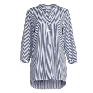 Harshman Derrington Striped Cotton Tunic Top Poplin Small Blue Shirt Relaxed‎